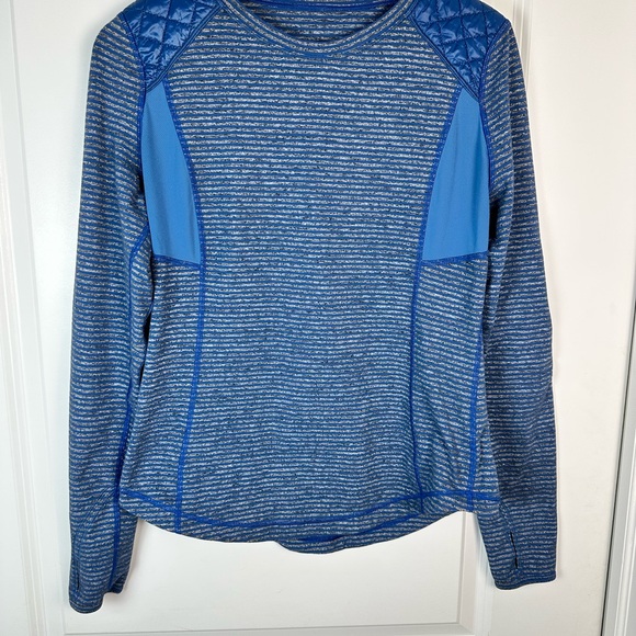 Lululemon Long Sleeve Striped Athletic Top • Size 10 • Quilted Shoulders&Elbows - Picture 3 of 11